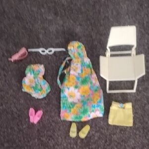 Barbie Floral Dress and Accessories Set - Pink, Yellow, Green